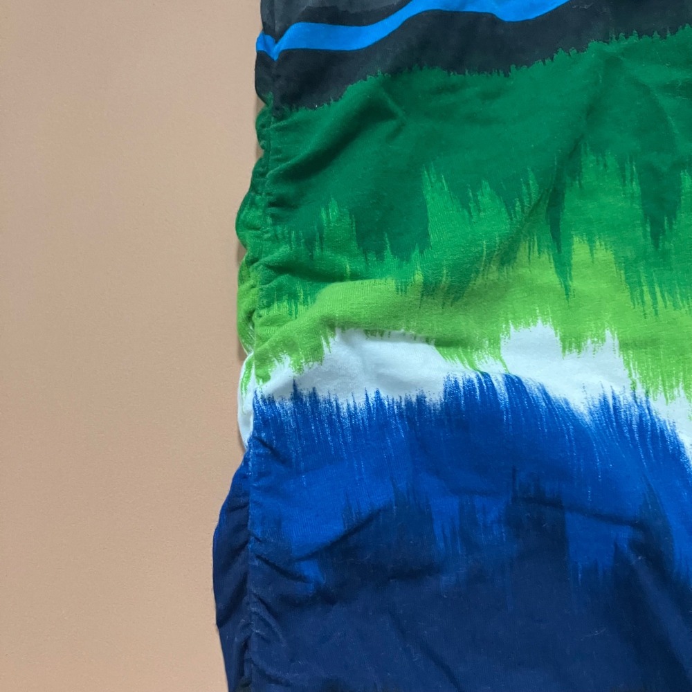 Tommy Bahama Dress Blue Green Tie Dye Ruched Bodycon V Neck Large Stretch Beach - Picture 6 of 9